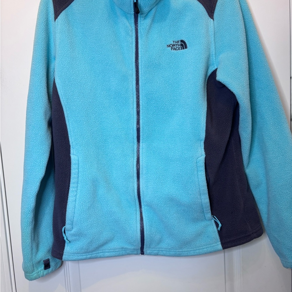 The North Face Women's Aqua and Gray Full Zip Fleece